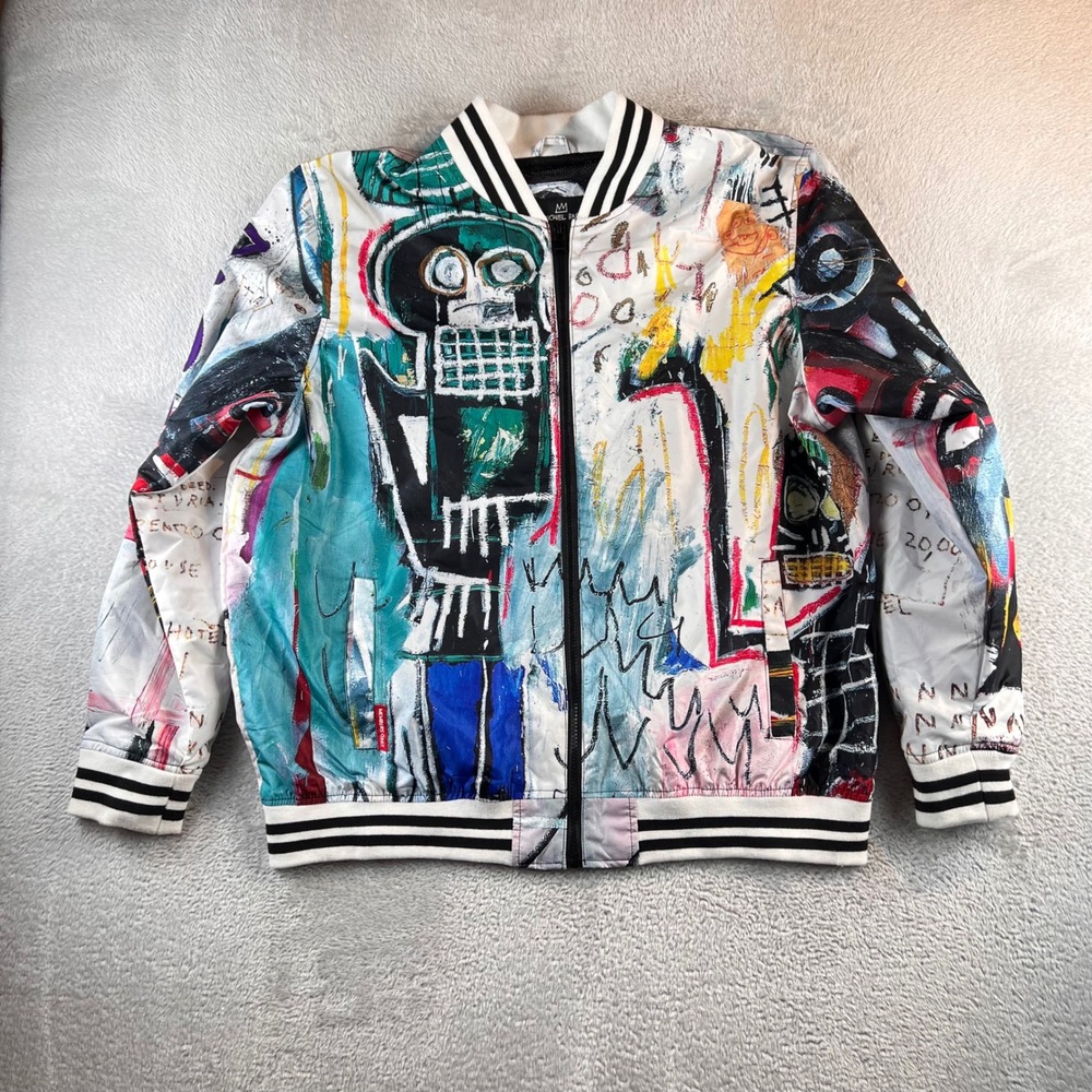Members Only x Jean-Michel Basquiat Bomber Jacket Mens XL Multi-Color Streetwear